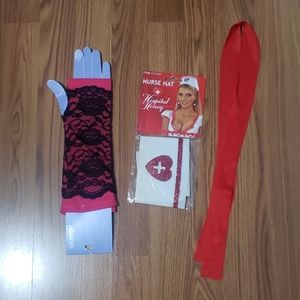 3 pc Halloween costume accessory lot Nurse hat new